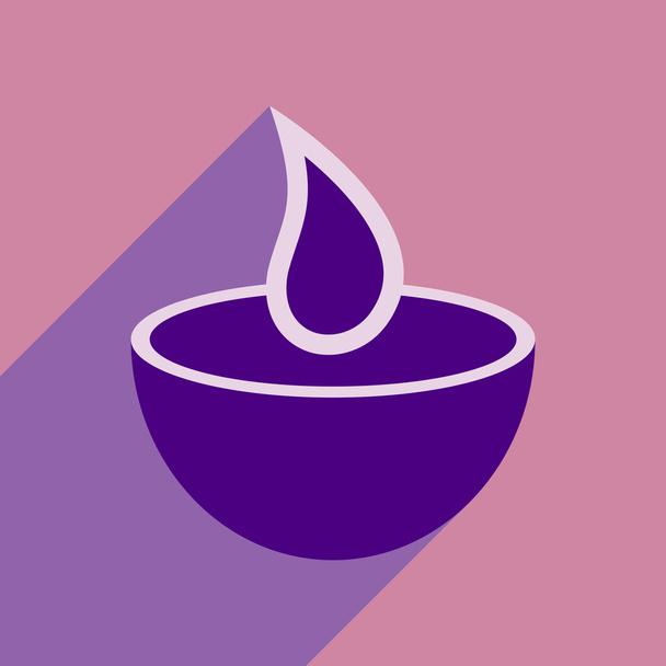 Modern flat icon with long shadow Indian candle - ベクター画像