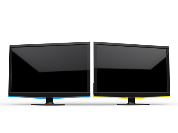 Duas telas de TV isoladas em fundo branco
 - Foto, Imagem