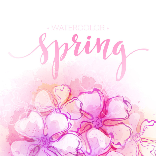 Acquerello primavera fiore sfondo. Illustrazione vettoriale
 - Vettoriali, immagini