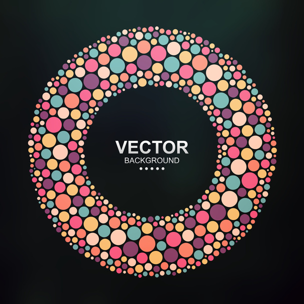 Abstract colorful dotted circle on dark background - Vektor, Bild
