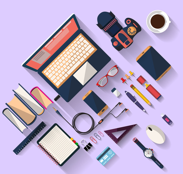 Workplace concept. Business concept. Flat design. - Vector, afbeelding