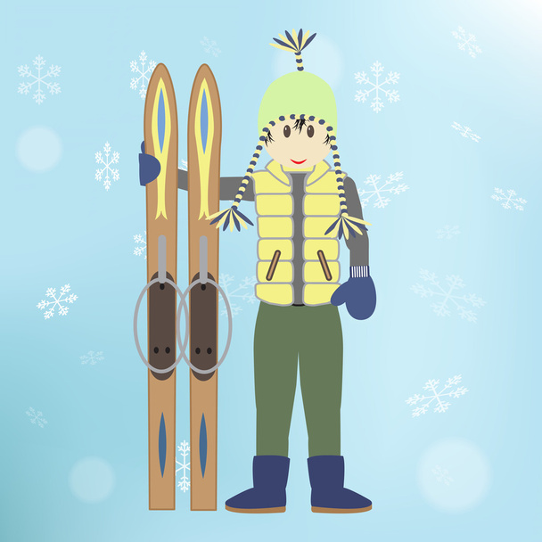 man with skis - Vector, Image