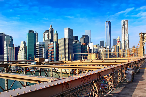 Brooklyn bridge a manhattan, new york city - Fotografie, Obrázek