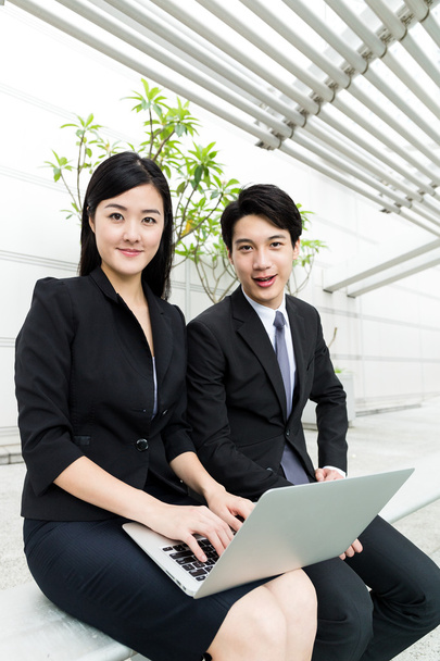 businesswoman and businessman using laptop - Photo, Image