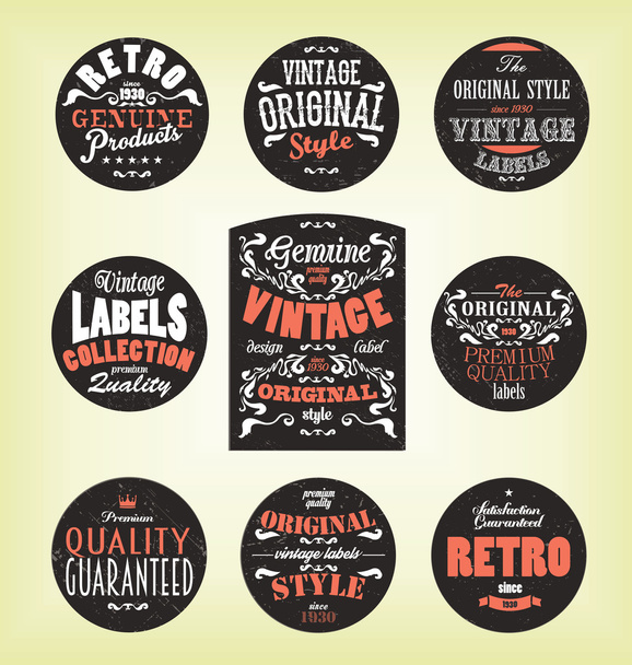 Grunge retro labels map - Vector, Image