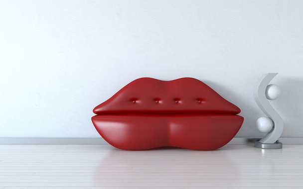 Красные губы диван и свет
 - Фото, изображение