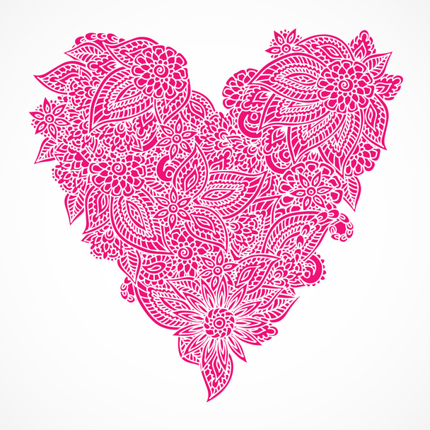 Pink ornate heart - Vektori, kuva