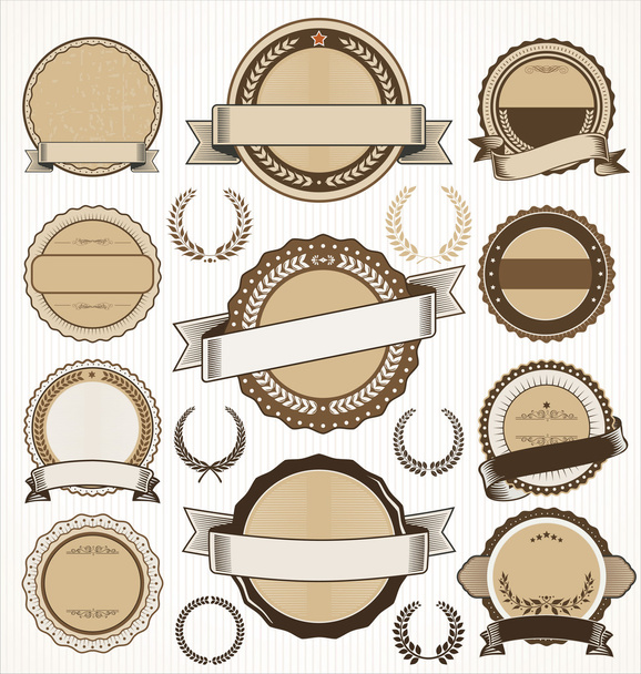 Empty retro vintage badge and label collection - Vector, afbeelding