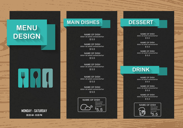 элементы дизайна меню ресторана и кафе
 - Вектор,изображение