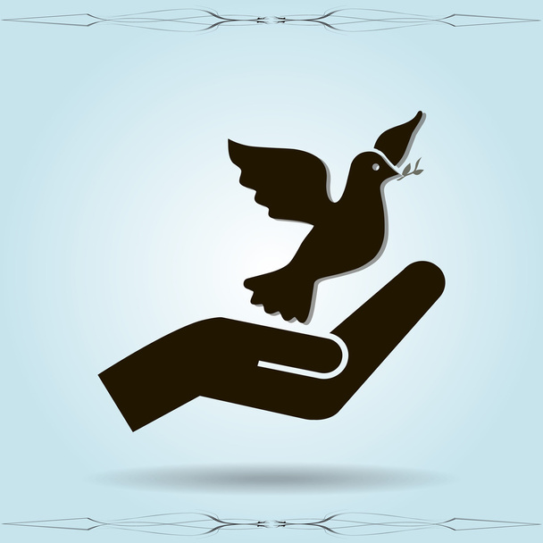 Ícone de pombo na mão
 - Vetor, Imagem