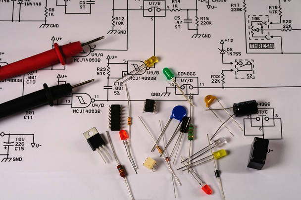 Electronic Electrical Schematic and Parts - Photo, Image