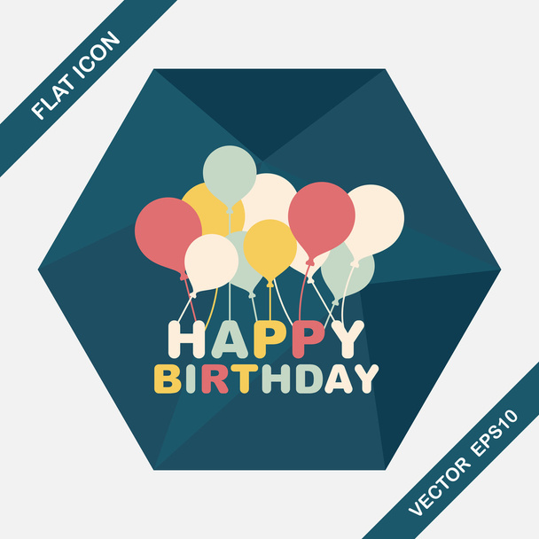 icône plate de décoration d'anniversaire avec ombre longue, eps10
 - Vecteur, image