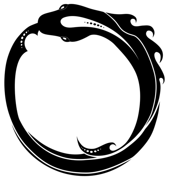 Ouroboros (węża, pożerającego własny ogon) tatuaż na białym tle - Wektor, obraz