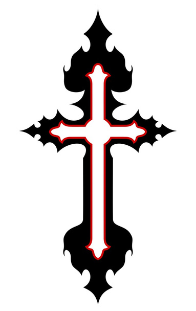 Tattoo ontwerp van cross geïsoleerd op wit - Vector, afbeelding