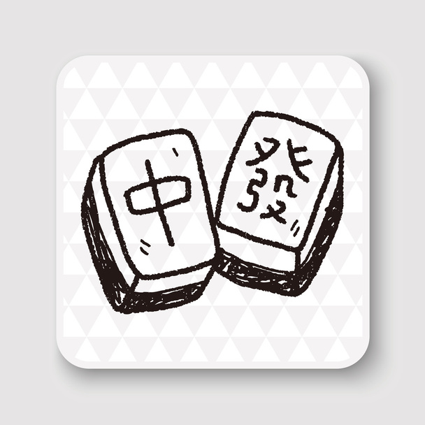 Kínai újév; Kínai mahjong doodle vektoros illusztráció - Vektor, kép