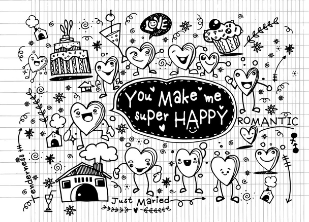 San Valentín doodle conjunto, mano dibujar amor elemento
 - Vector, imagen