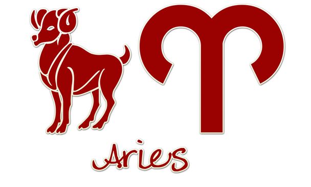 Aries Signs - Red Sticker - Photo, Image