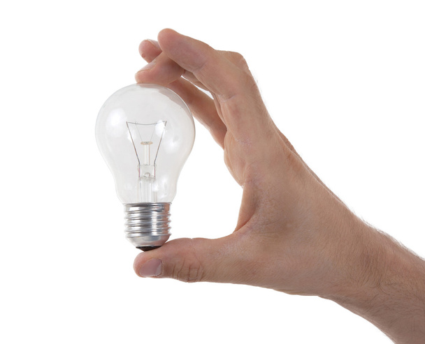 Hand holding an light bulb  - 写真・画像