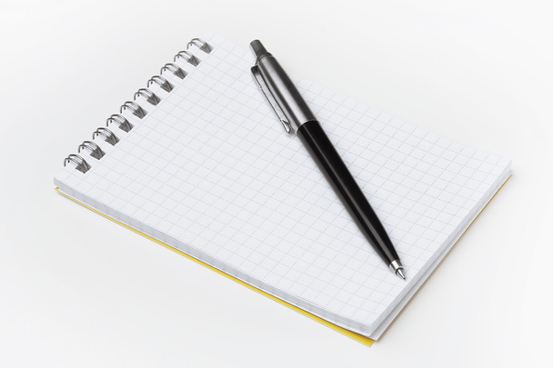 Notepad with black pen - Foto, Imagen