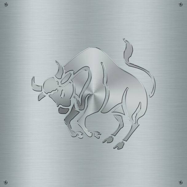 Horoskop Tierkreiszeichen Stier in Metallplatte - Foto, Bild