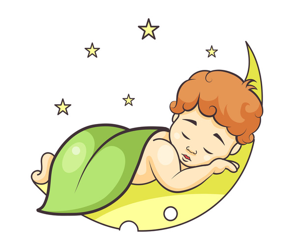 baby sleeping on the moon - Вектор,изображение