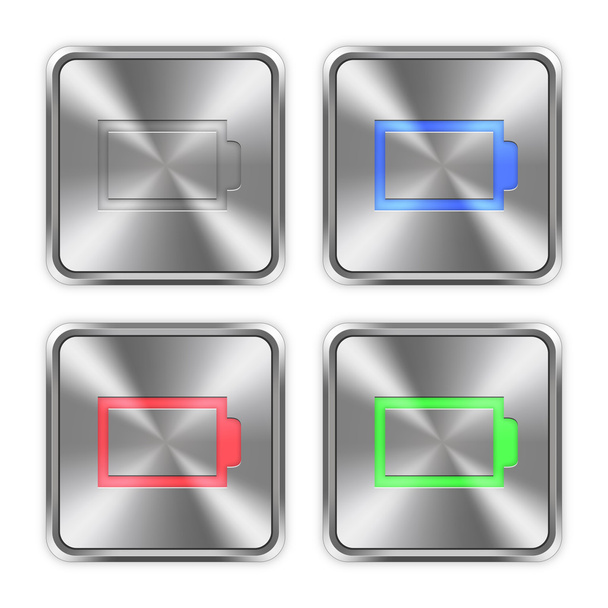 Color empty battery steel buttons - Vector, Image