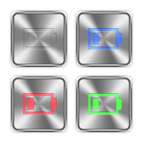 Color low battery steel buttons - Vector, Image