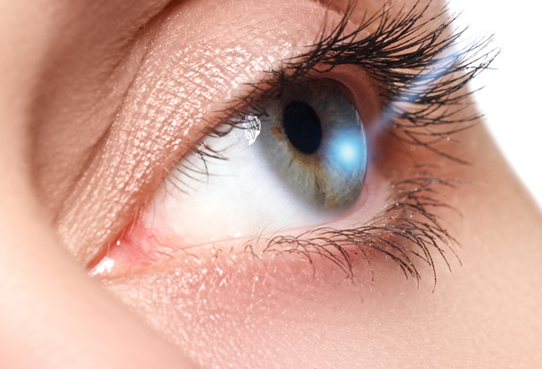 Laser vision correction. Woman's eye. Human eye. Woman eye with laser correction. Eyesight concept - Photo, Image