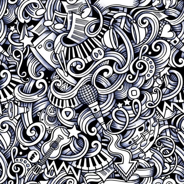 Sarjakuva käsin piirretty doodles aiheesta Musiikkityyli teema
 - Vektori, kuva