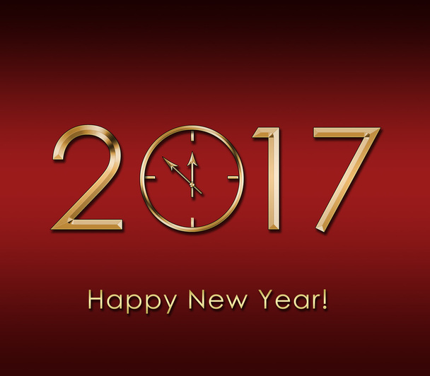 2017 Happy New Year background with gold clock - Photo, Image