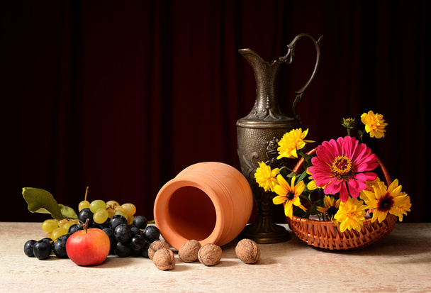 Fruit with ceramic dish and vase - Photo, Image