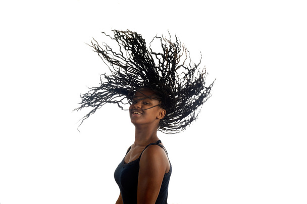 Young black teenager woman dancing - Фото, изображение