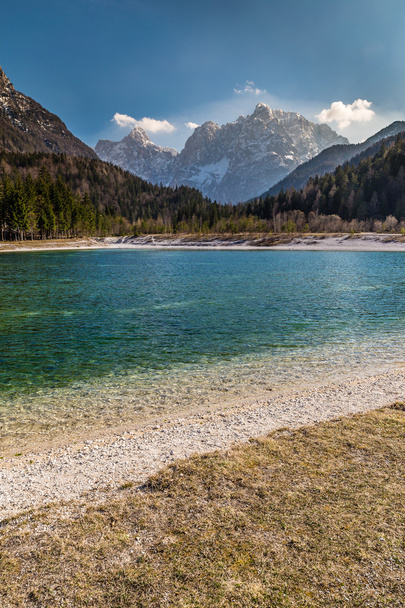 Jezioro jasna, Mountain Range-Kranjska Gora, Słowenia - Zdjęcie, obraz