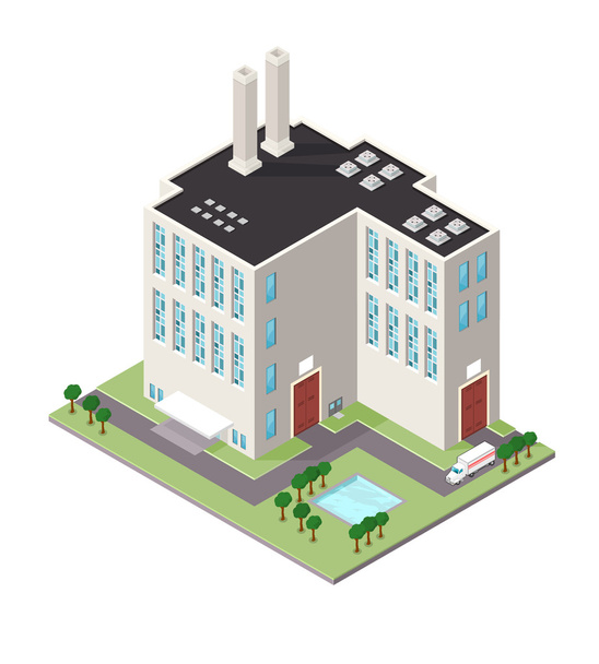 Isometric Refinery Factory Building - Vector, Image