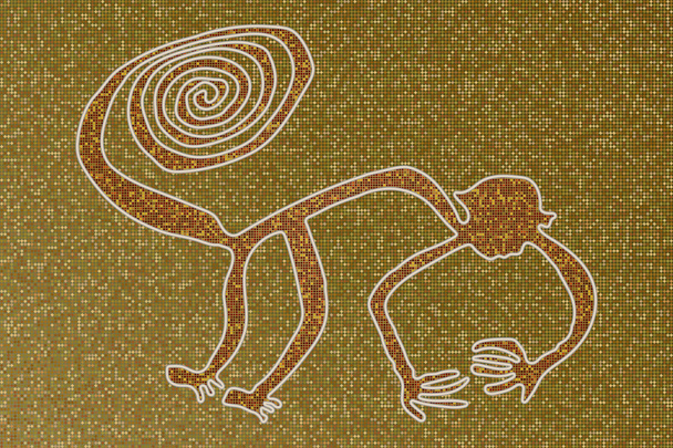 Мозаичное абстрактное изображение обезьяны, символ нового 2016 года
 - Вектор,изображение
