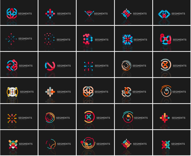 Набор линейных абстрактных логотипов и вихревых форм. Эмблема компании, икона бизнеса
 - Вектор,изображение