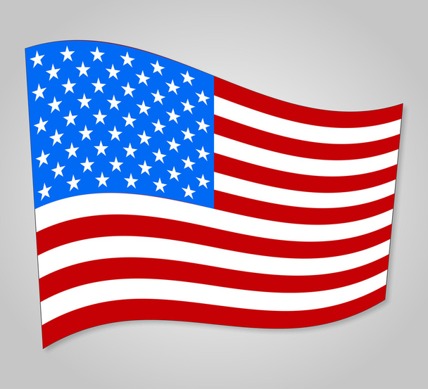 Verenigde Staten vlag met schaduw op een grijze achtergrond - Vector, afbeelding