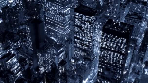 New Yorkin taivaanrantaan yöllä - Materiaali, video