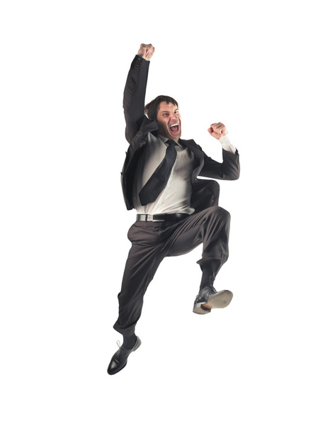 Happy manager jumping - Zdjęcie, obraz