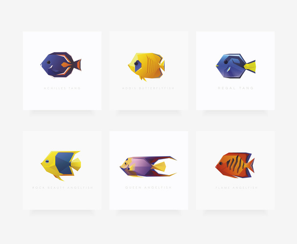 Ensemble de six poissons tropicaux
 - Vecteur, image
