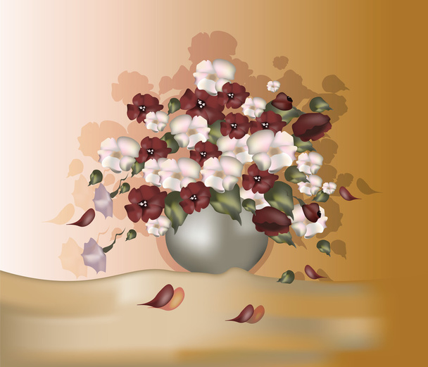 Bouquet of flowers with canvas effect - Vector, imagen