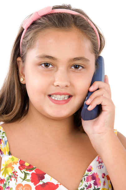 Adorable girl speaking by phone - Foto, Imagem