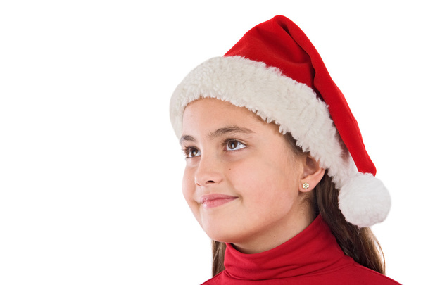 Beautiful girl with hat of christmas - Фото, изображение