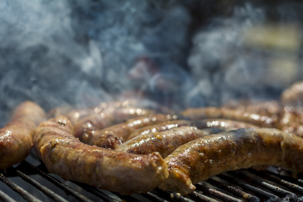 Homemade sausages on barbeque - Photo, Image