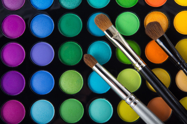 Makeup brushes and eyeshadows - Photo, Image