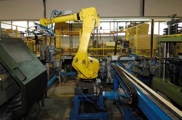robot que trabaja en la industria del metal, imagen en color
, - Foto, Imagen