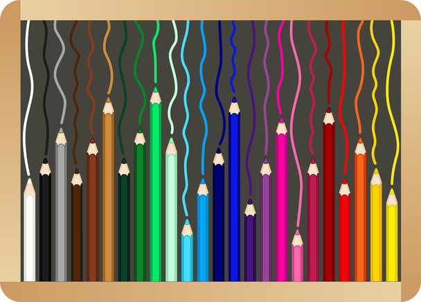 Lápices de colores en el tablero de la escuela
 - Vector, Imagen