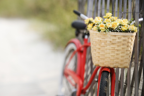 Bike with flowers. - Фото, изображение