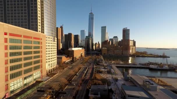 New York városának városképe napnyugtakor - Felvétel, videó