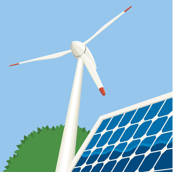Wind- en zonne-energie - Vector, afbeelding